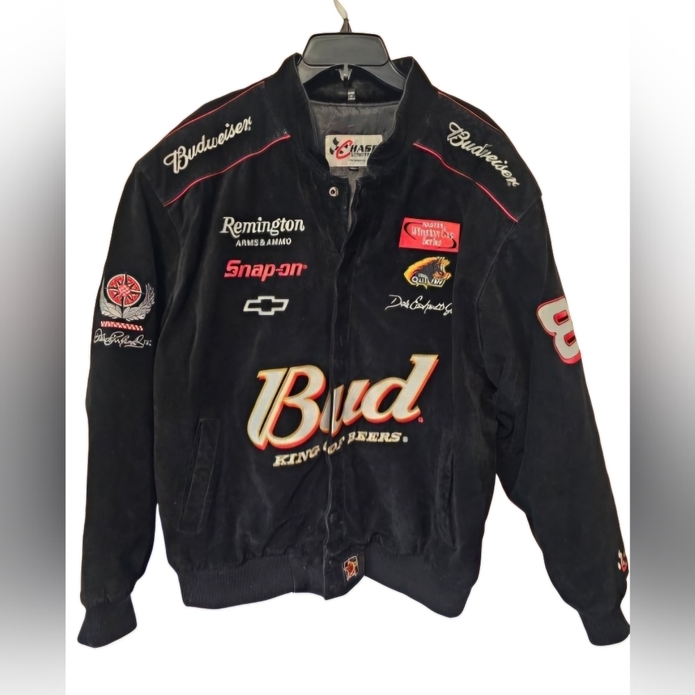 Chase Authentics Dale Earnhardt, Jr. Black Suede Leather Coat Men's Size XL